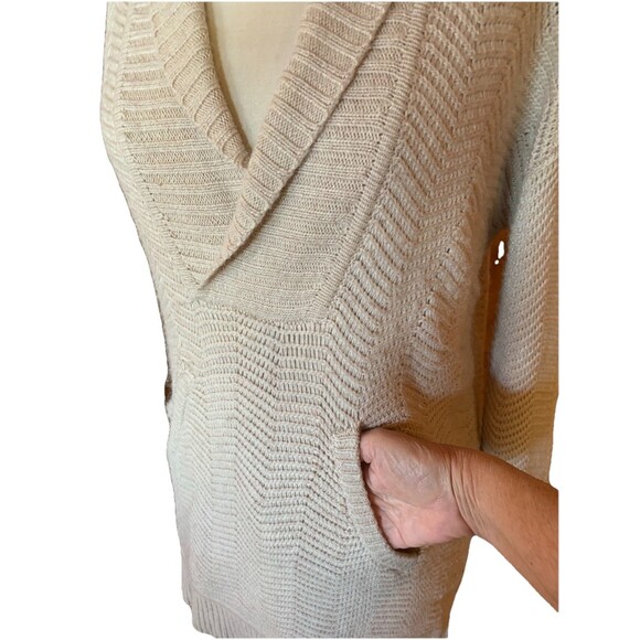 Angora Blend Shawl Neck Fisherman Sweater Sz Small/Runs Large Cozy Relaxed Soft - Picture 2 of 12